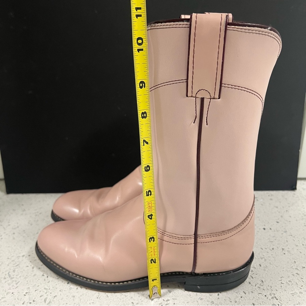 Vintage JUSTIN Diamond J Pearl Leather Roper Cowgirl Cowboy Boots Size 6.5C - Picture 11 of 11